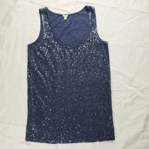 J Crew Navy Sequin Tank Top S
